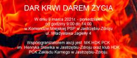 Informacja dotycząca możliwości oddania krwi oraz składników krwiopochodnych.