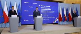 Konferencja prasowa Ministra Edukacji i Nauki Przemysława Czarnka, sekretarza Stanu w KPRM, rzecznika prasowego rządu Piotra Müllera oraz sekretarza Stanu w Ministerstwie Spraw Wewnętrznych i Administracji Pawła Szefernakera