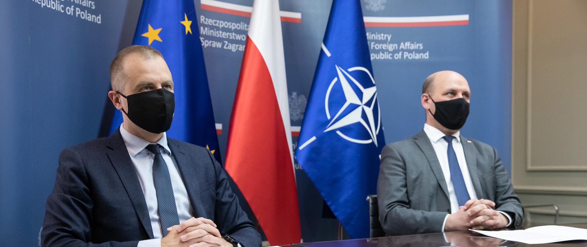 2021.04.29 Warszawa . Minister Szymon Szynkowski vel Sek . Ambasador Tomasz Szatkowski . Seminarium V4 NATO .Fot. Tymon Markowski / MSZ