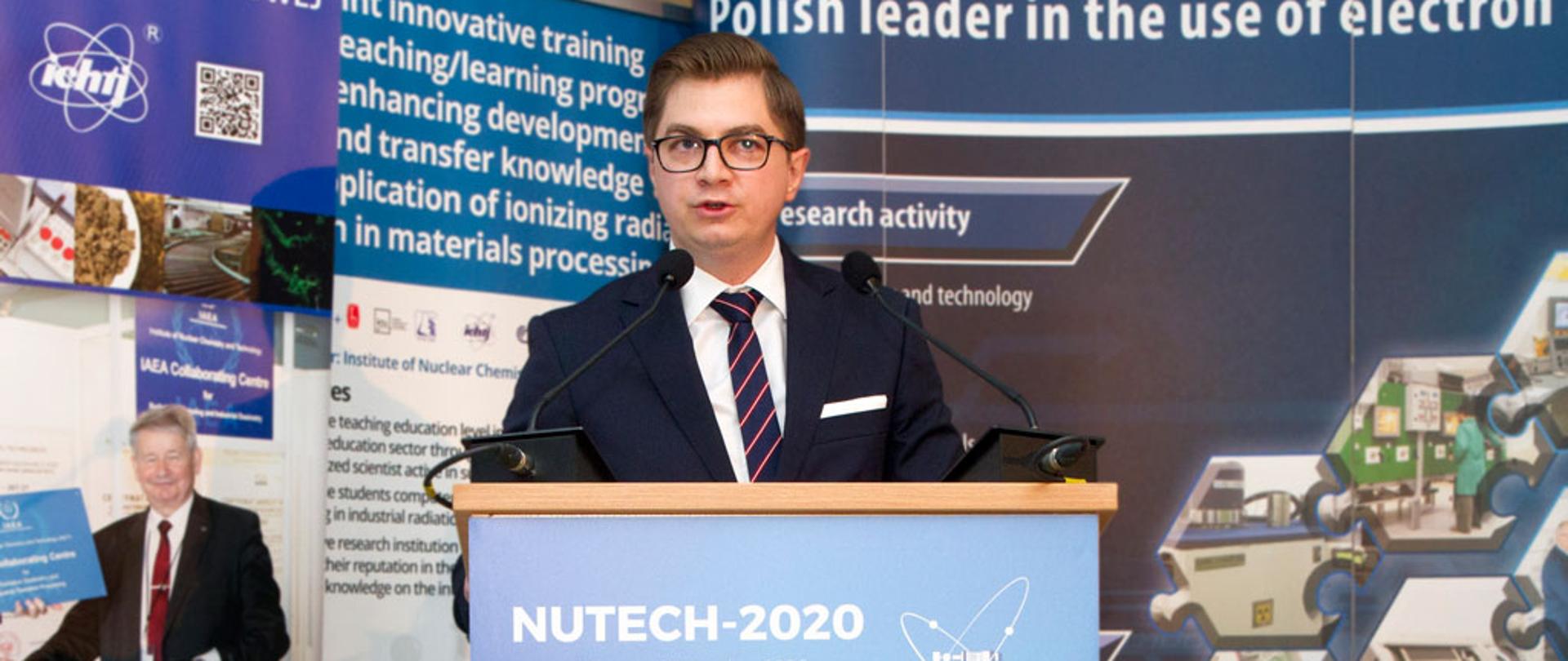 Prezes PAA przemówił w trakcie otwarcia konferencji NUTECH 2020 (fot. S. Wojtas/ICHTJ)
