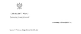 List z życzeniami Szefa Służby Cywilnej
