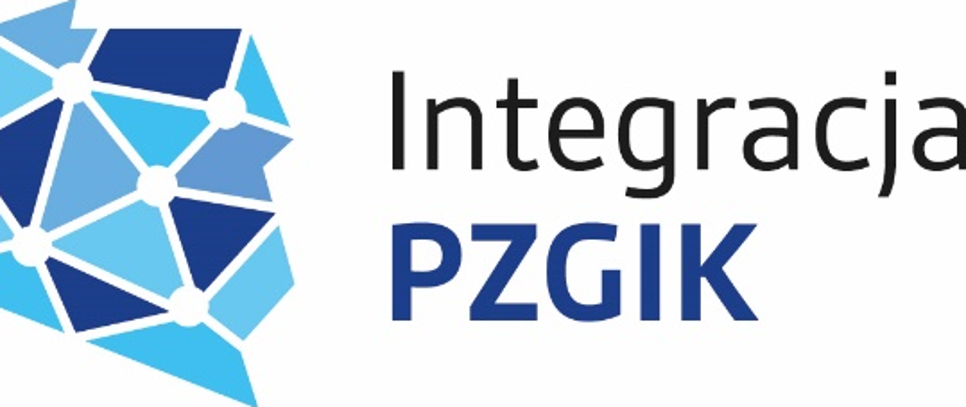 logotyp projektu Integracja Pzgik przedstawiający kształt Polski zbudowany z trójkątów oraz zawierający tytuł "Integracja Pzgik"
