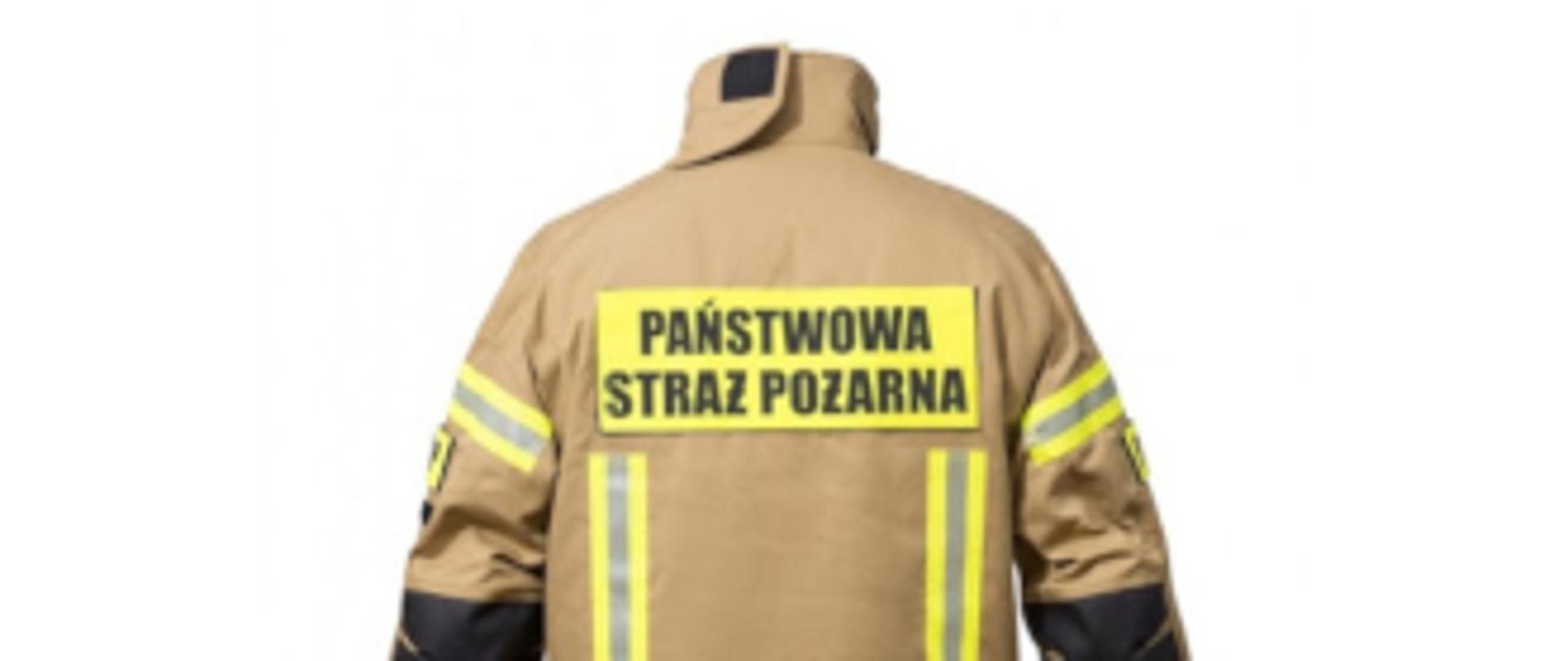ubranie specjalne, kurtka z napisem państwowa straż pożarna