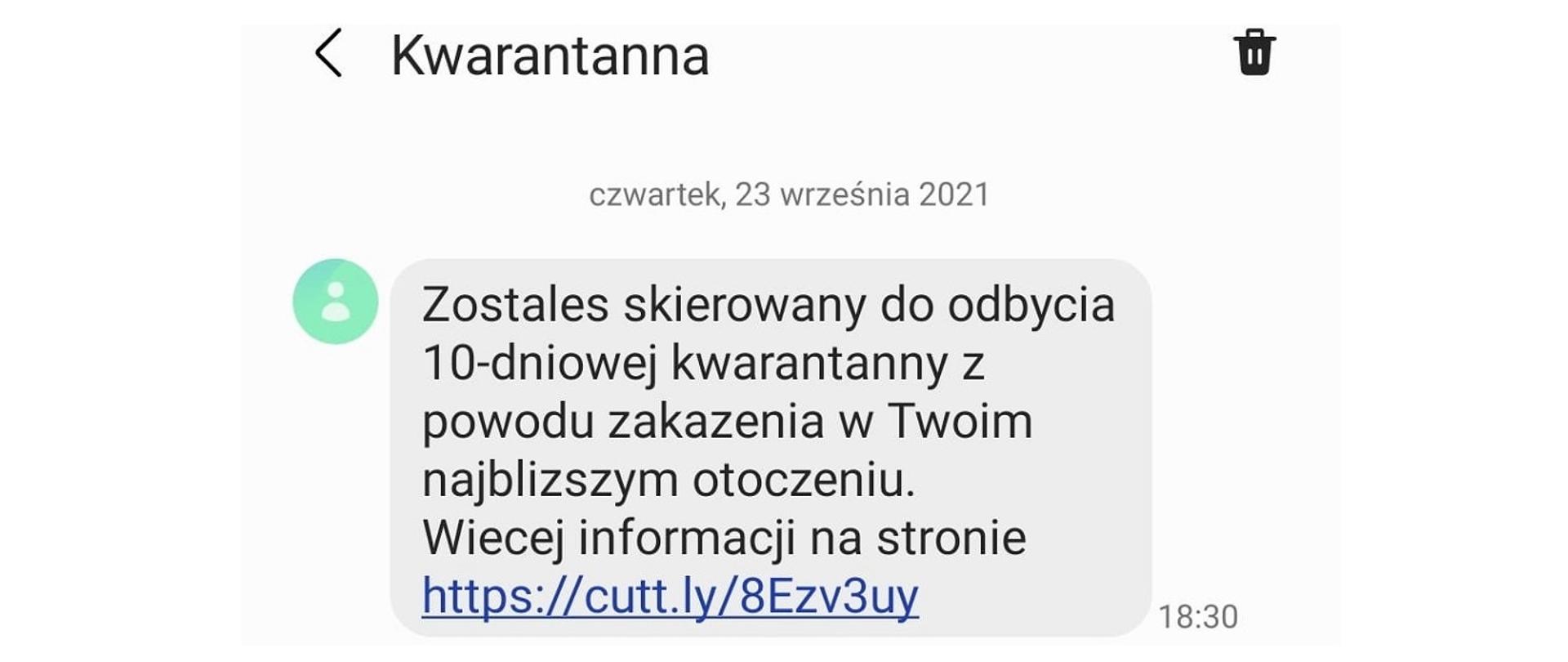 Fałszywy sms kwarantanna