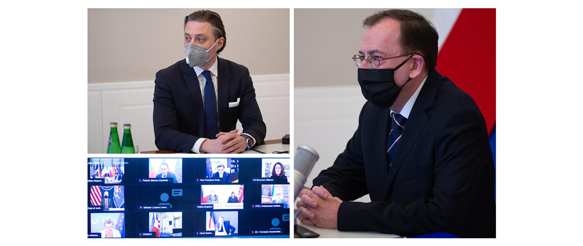 Minister Mariusz Kamiński i wiceminister Bartosz Grodecki wzięli udział w wideokonferencji Grupy G6