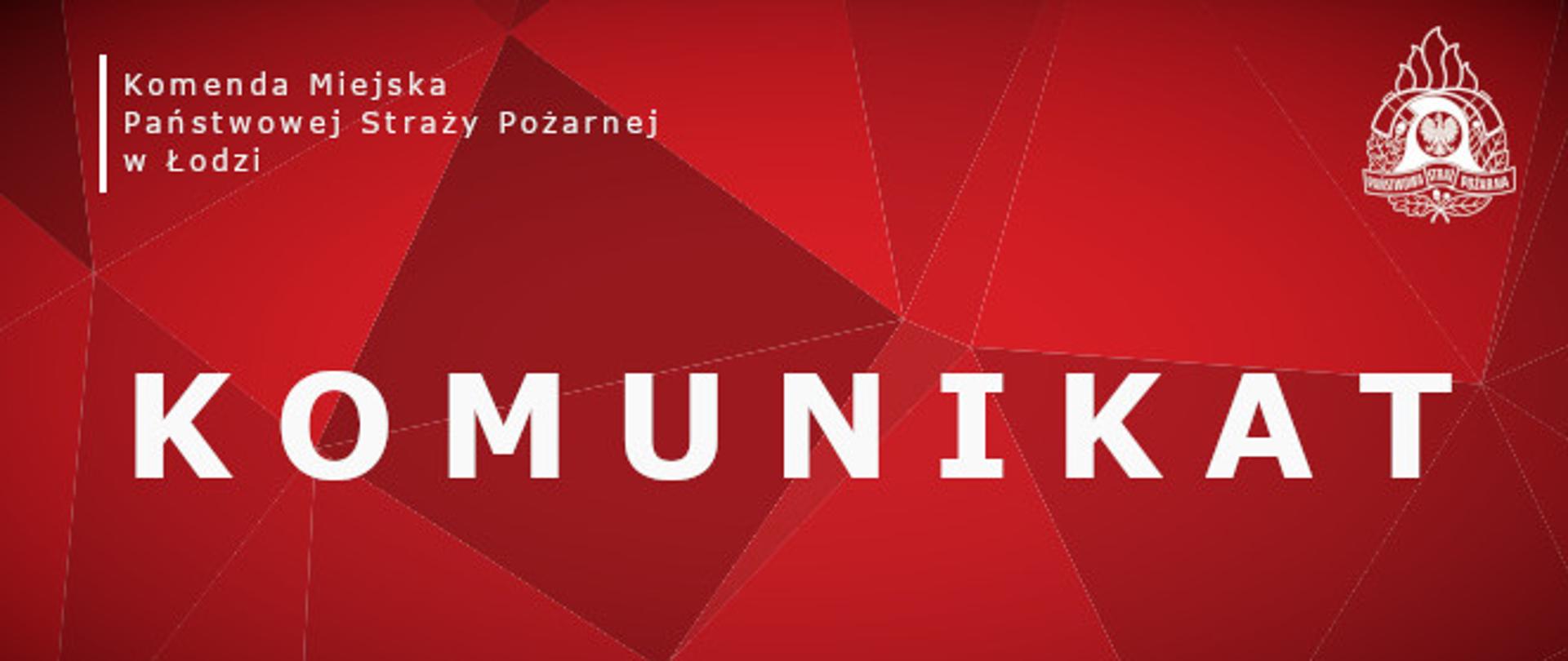 Grafika ze słowem komunikat w prawym górnym rogu logo PSP