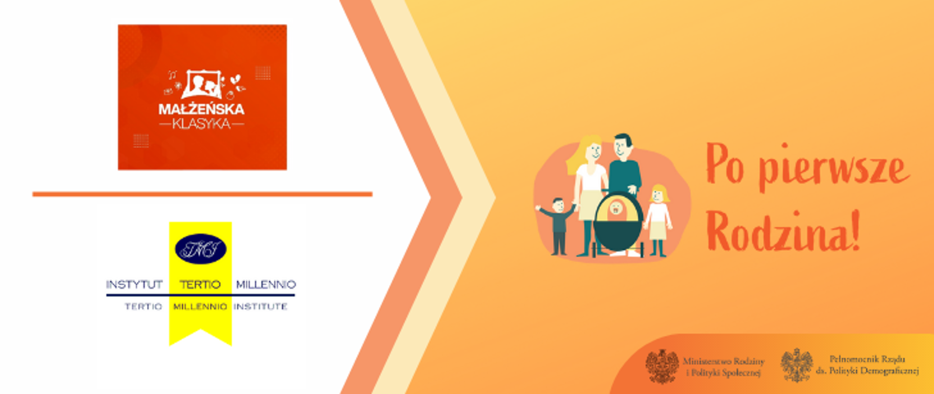 Logo konkursu Po pierwsze Rodzina! - logo Instytutu Tertio Millenio, logo Małżeńska Klasyka