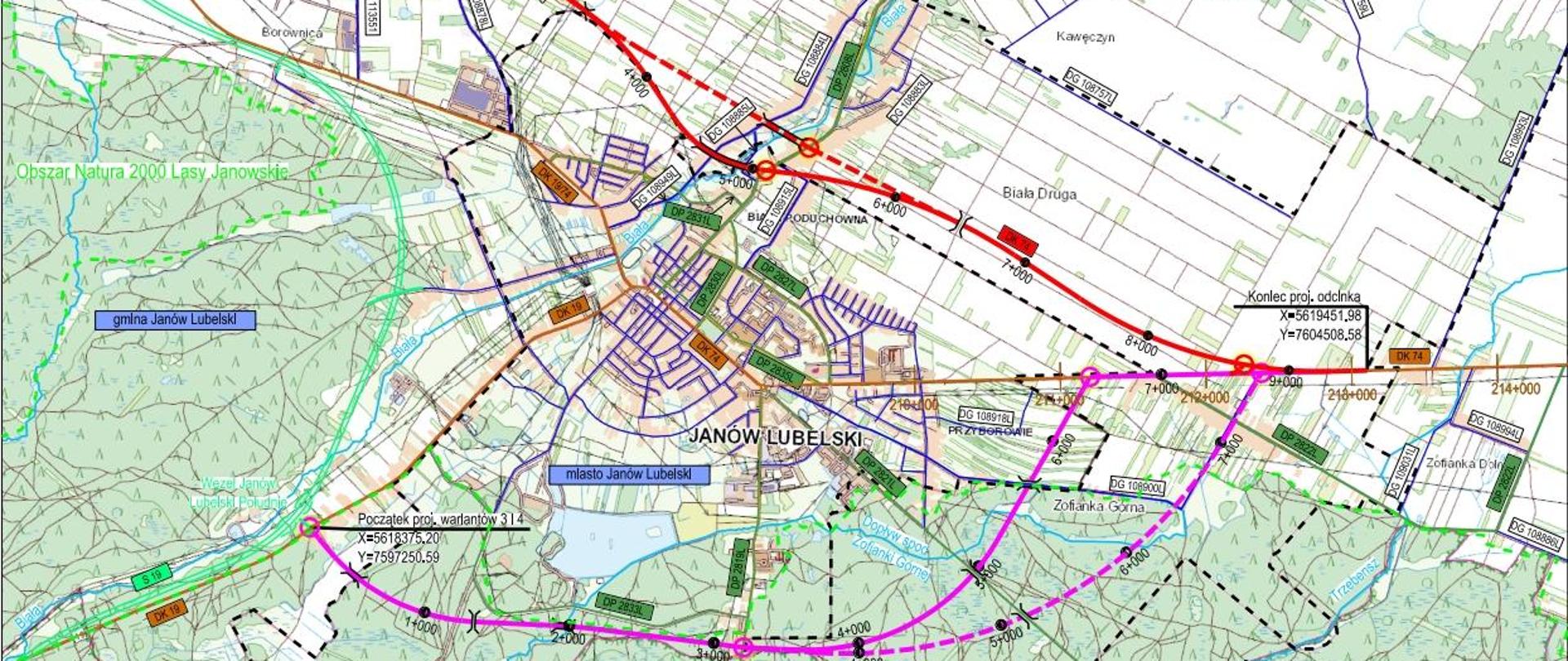 Obwodnica Janowa Lubelskiego - mapa orientacyjna