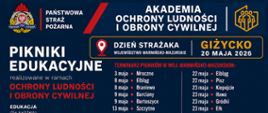 Na grafice przedstawiono rozpiskę z piknikami edukacyjnymi w województwie warmińsko-mazurskim