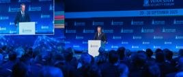 Premier Donald Tusk podczas wystąpienia na Warsaw Security Forum, 29.09.2025 r.