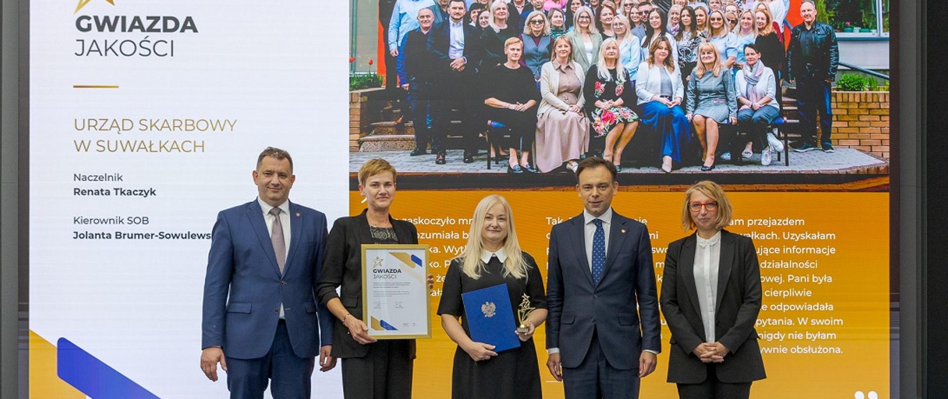 Wręczenie nagrody Gwiazdy Jakości dla Urzędu Skarbowego w Suwałkach