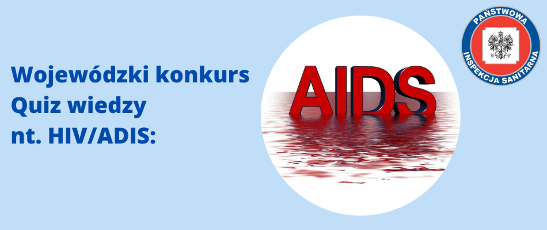 Baner z hasłem Wojewódzki konkurs Quiz wiedzy nt. HIV/ADIS: