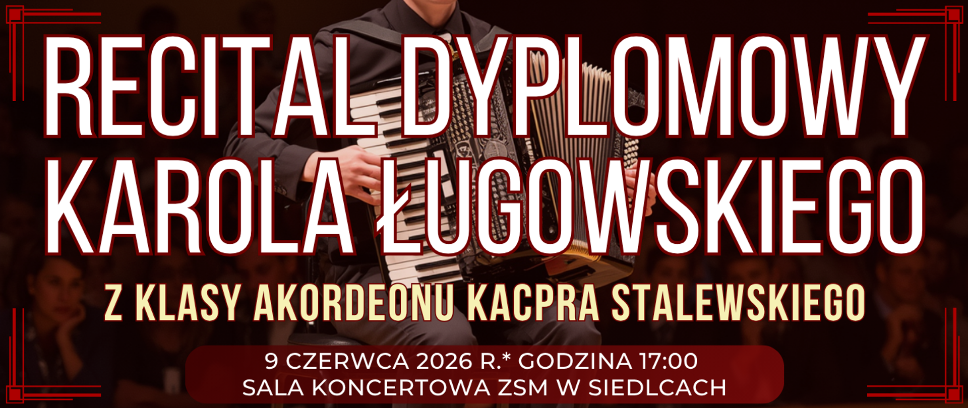 baner w tle osoba grająca na akordeonie oraz informacja o wydarzeniu