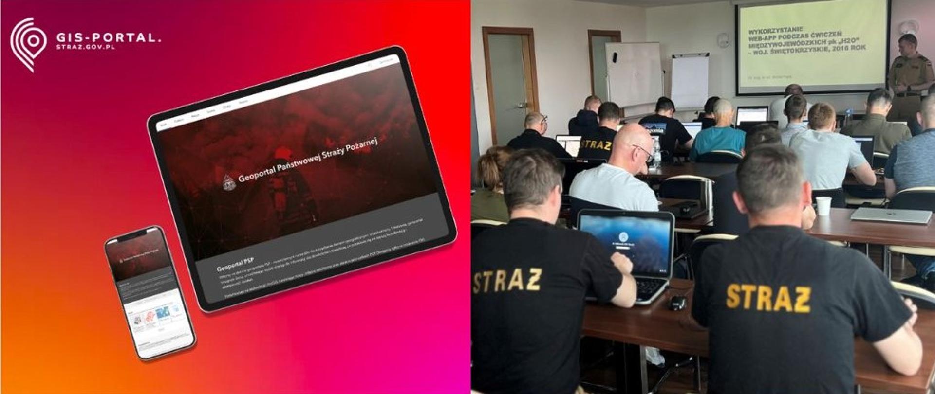 Baner z GIS portal i widokiem osób szkolonych 