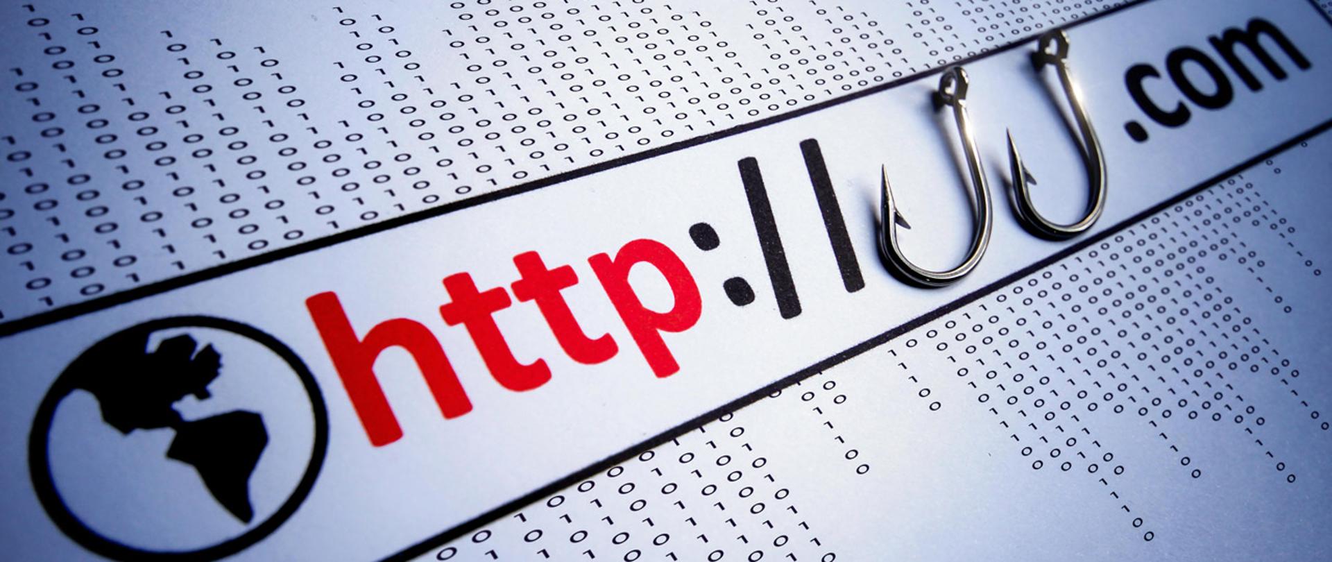 Adres www, w środku dwa haczyki.