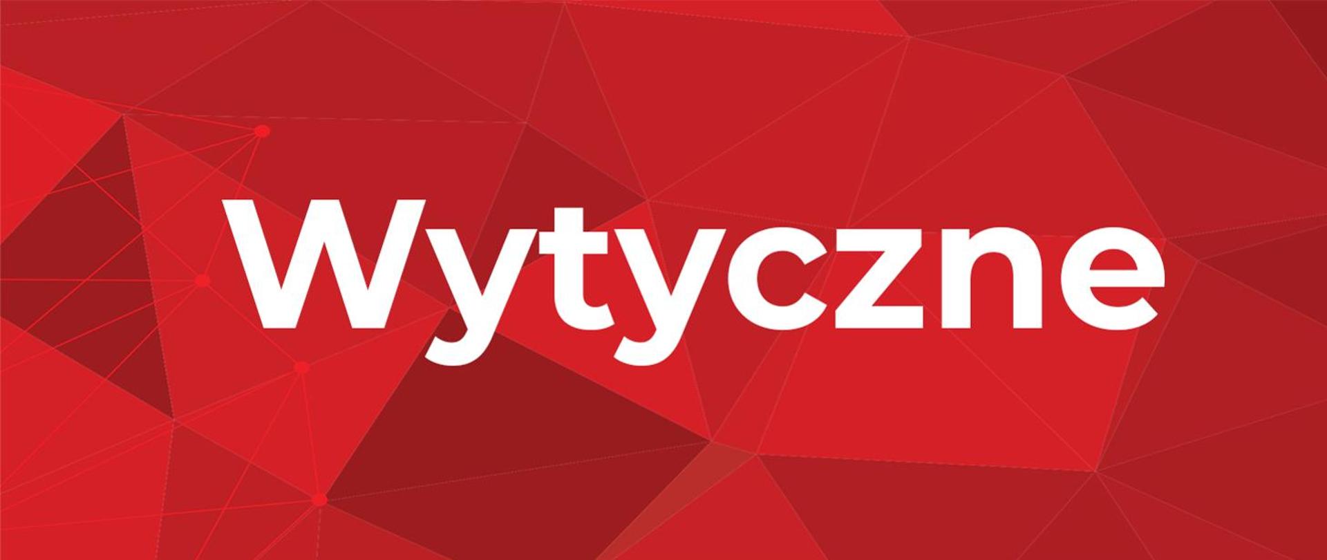 Biały napis "Wytyczne" na czerwonym tle
