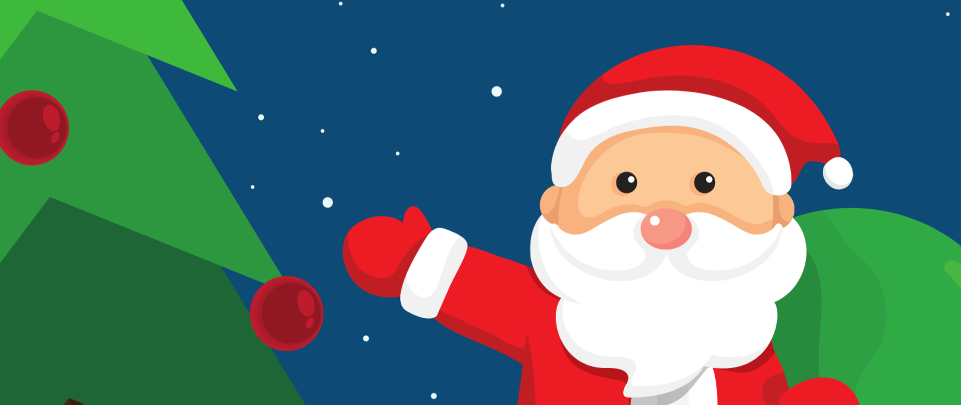 na niebieskim tle u góry obrazka biały napis: "Koncert klasy skrzypiec Izabeli Hoffmann- Fortuny 7.12.2022 godz. 16:00 Sala Koncertowa PSM". U dołu obrazka po lewej stronie połowa choinki z czerwonymi bombkami i żółtą gwiazdą na szczycie. Pod choinką czerwony prezent z pomarańczową wstążką. Po prawej stronie choinki Mikołaj z zielonym workiem prezentów. 