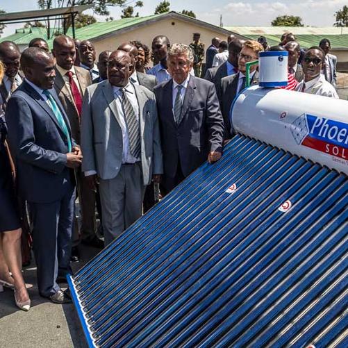 Installing solar panels at the regional hospital in the Nyamira county