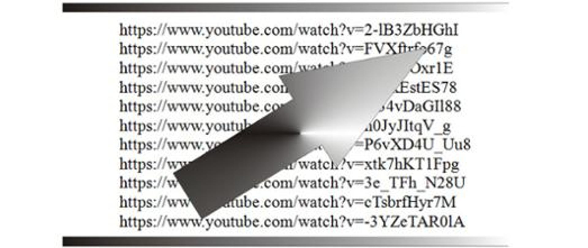 Zdjęcie przedstawia kilkanaście linków uporządkowanych w kolumnie jeden pod drugim oraz czarną strzałkę. Fotografia nawiązuje do artykułu na temat przydatnych linków edukacyjnych dla dzieci i młodzierzy