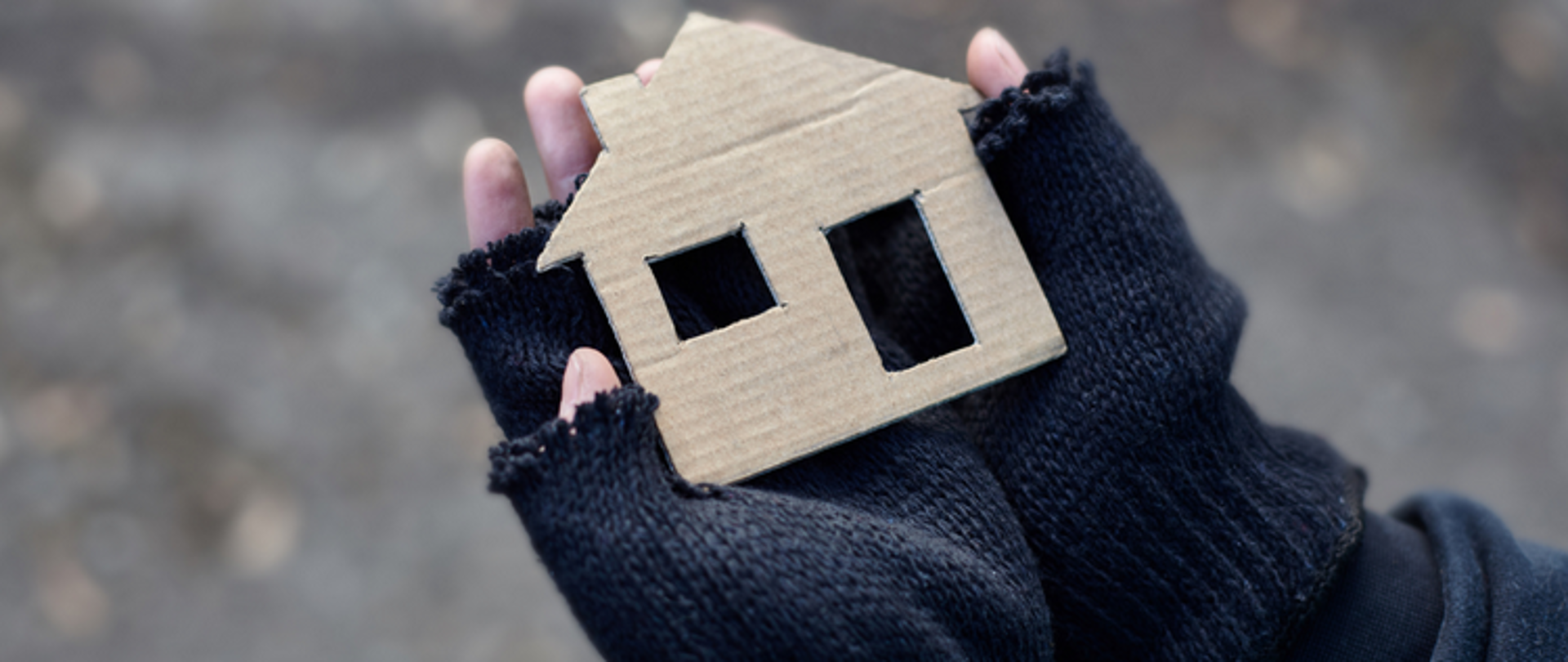 Na zdjęciu znajdują się ręce trzymające domek z kartonu