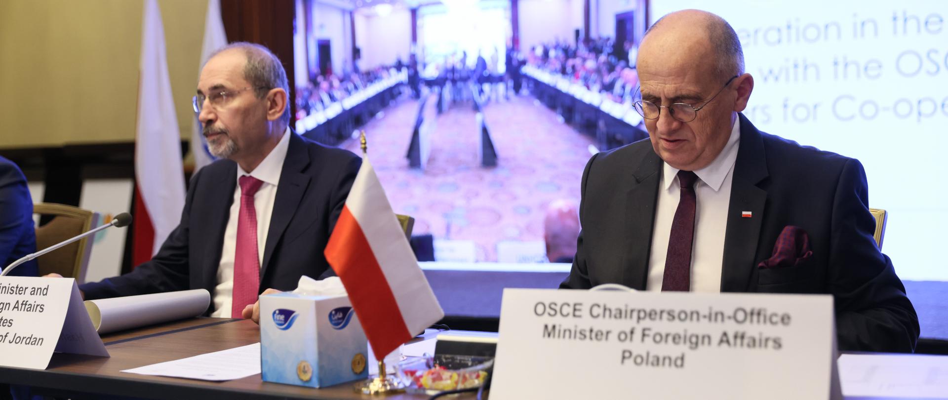 Minister of Foreign Affairs Zbigniew Rau during his visit to Jordan with Deputy Prime Minister and Minister of Foreign Affairs at OSCE Mediterranean Conference