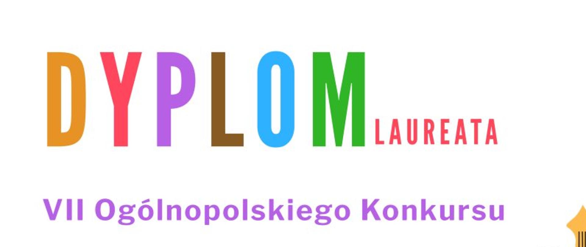 Na białym tle z kolorowymi skrzypcami dyplom laureata konkursu z podpisami jurorów oraz logo konkursu