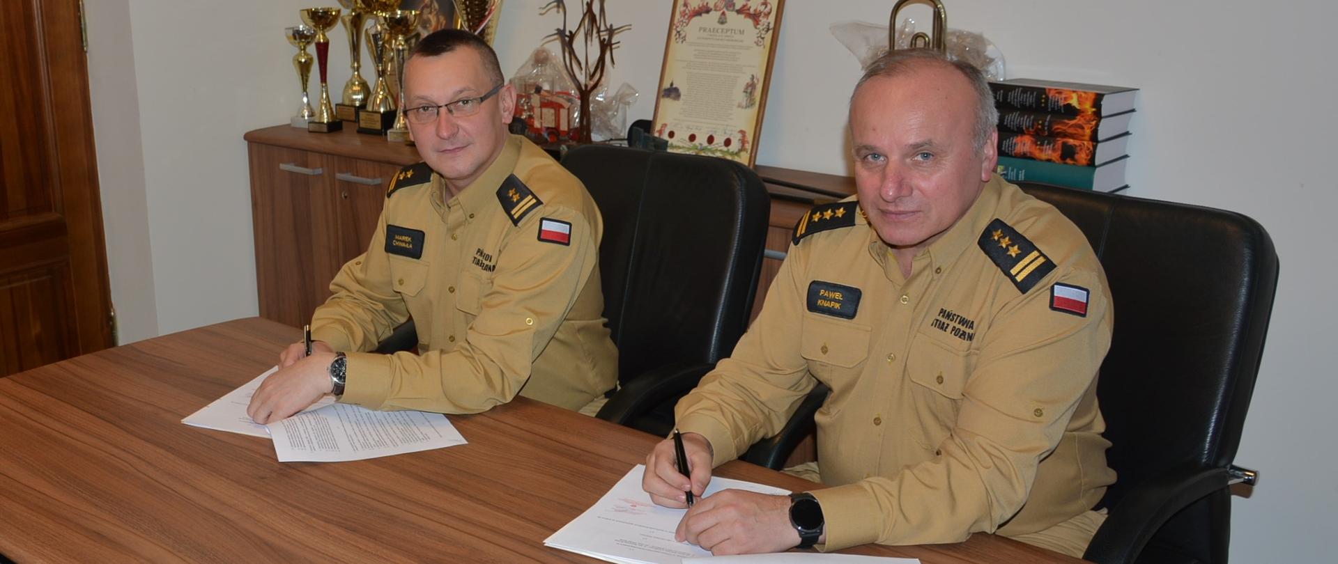 Podpisanie porozumienia z Komendantem Szkoły Aspirantów PSP w Krakowie ws. praktyk kadetów w KM PSP w Krakowie