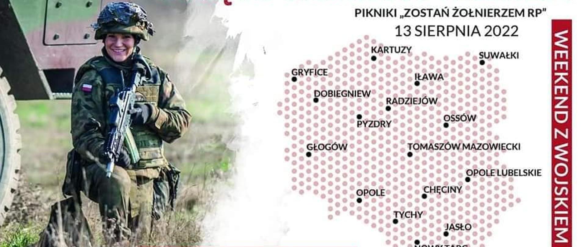 
Plakat informacyjny dotyczący pikników wojskowych w kujawsko-pomorskim
