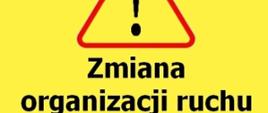 Znak drogowy "Inne niebezpieczeństwa" wraz z opisem "Zmiana organizacji ruchu"