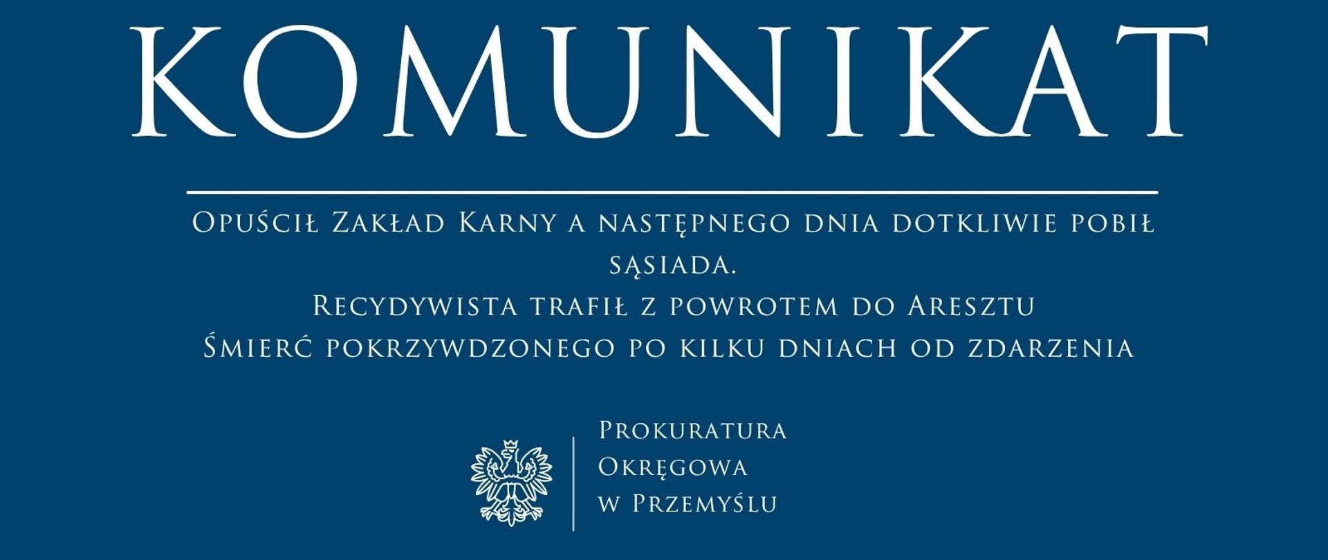 Opuścił Zakład Karny a następnego dnia dotkliwie pobił sąsiada.