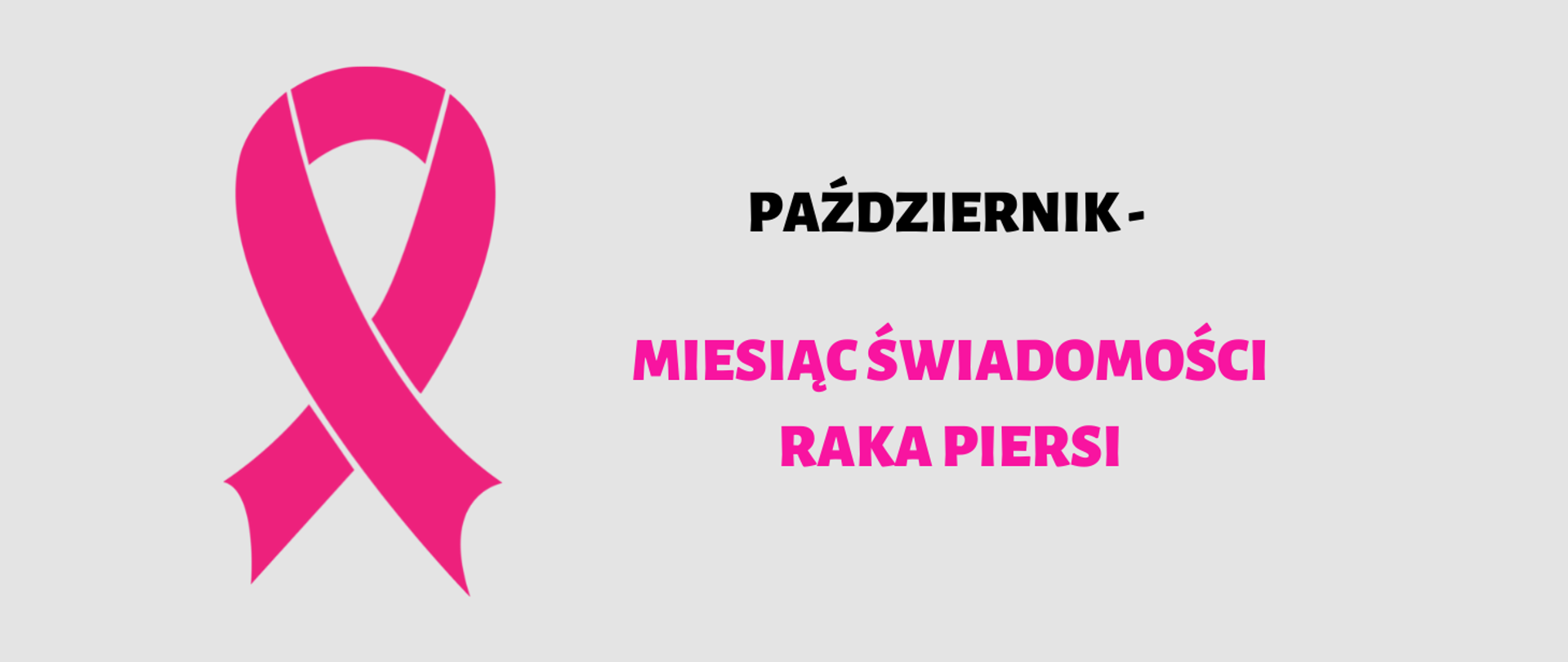 Różowa wstążeczka na szarym tle. Październik - miesiąc świadomości raka piersi.