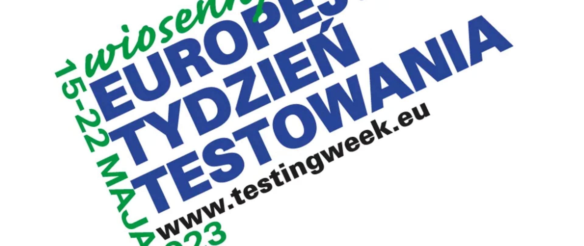 logo europejskiego tygodnia testowania zielono niebieski litery