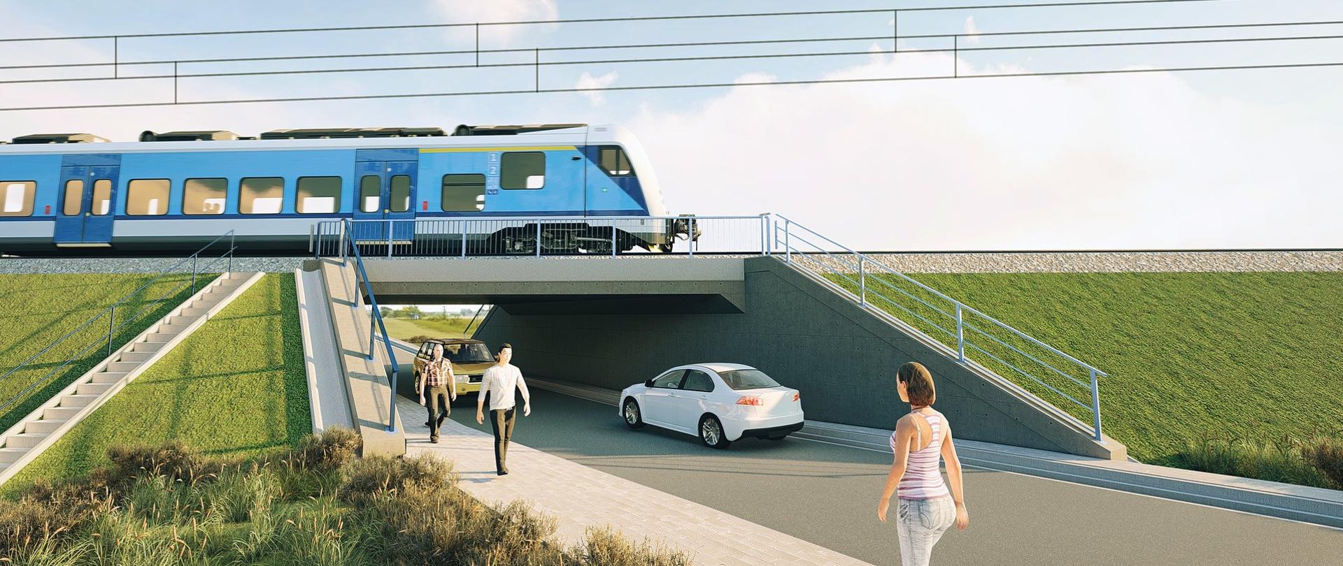 Wizualizacja przebudowanego wiaduktu na CMK na szlaku Opoczno Południe - Pilichowice