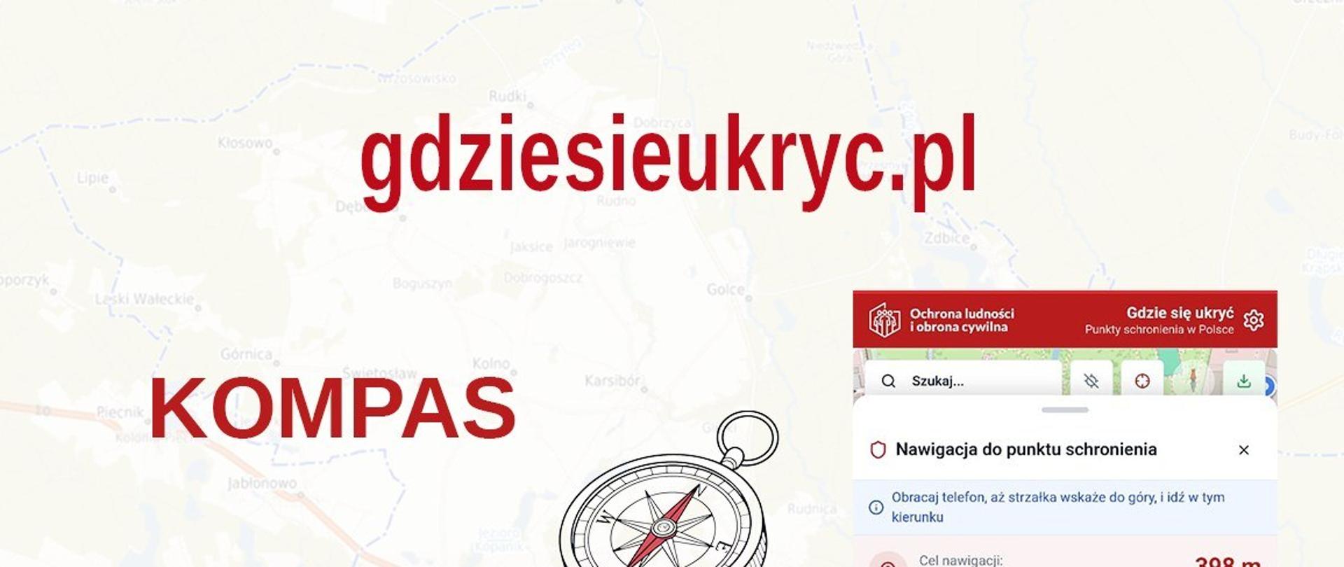 Plakat pokazujący aplikację gdzie się ukryć.
