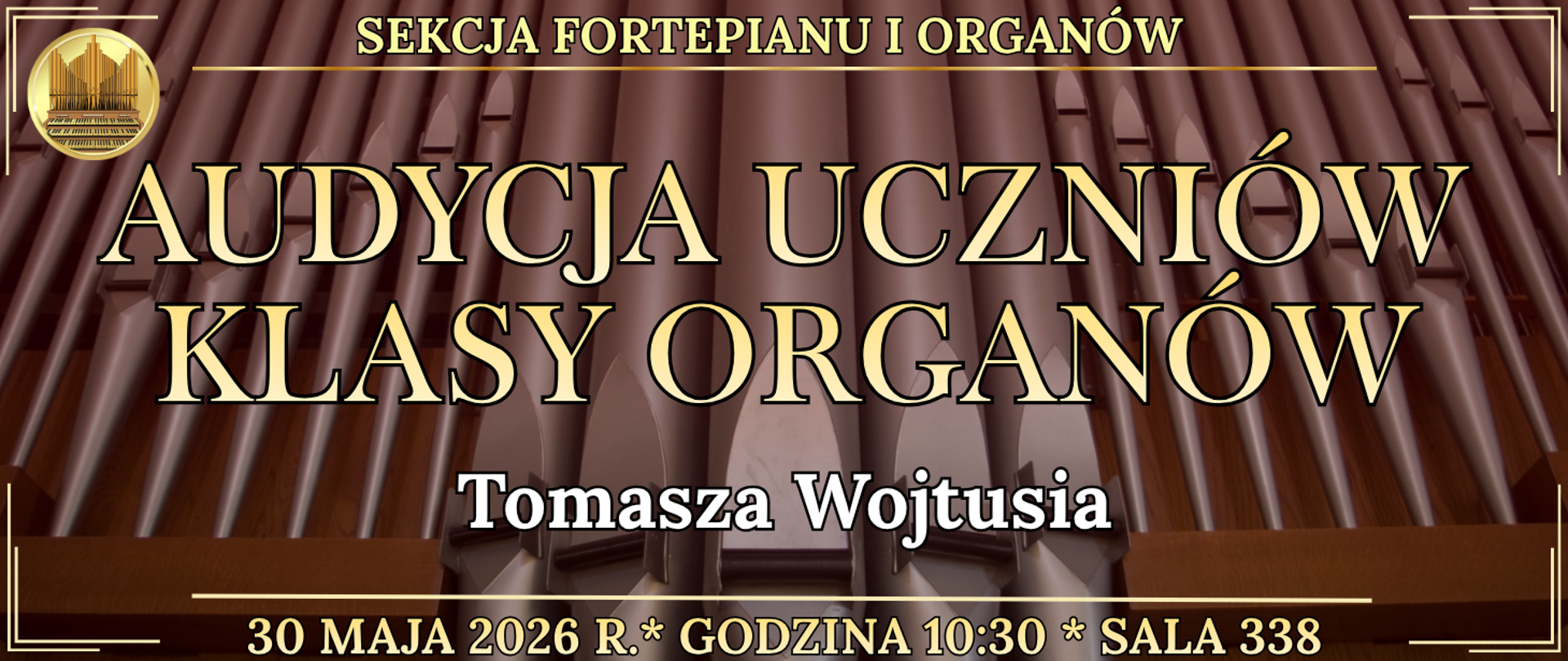 baner w tle piszczałki organów oraz informacja o wydarzeniu