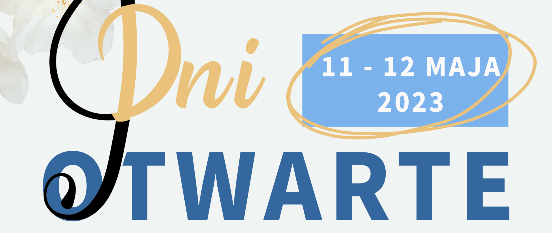 Na plakacie na jasnym tle znajduje się po lewej stronie klucz wiolinowy oraz białe kwiaty, po prawej logo szkoły. Poniżej napis Dni otwarte 11-12 maja 2023, w planie: godz. 9 i 10.15 - koncerty dla uczniów i przedszkolaków (obowiązuje rezerwacja, godz. 15.30 - 17.00 - zwiedzanie szkoły w towarzystwie uczniów - przewodników.
Zapraszamy wszystkich zainteresowanych nauką w naszej szkole. U dołu plakatu znajdują się nuty w kolorze niebieskim