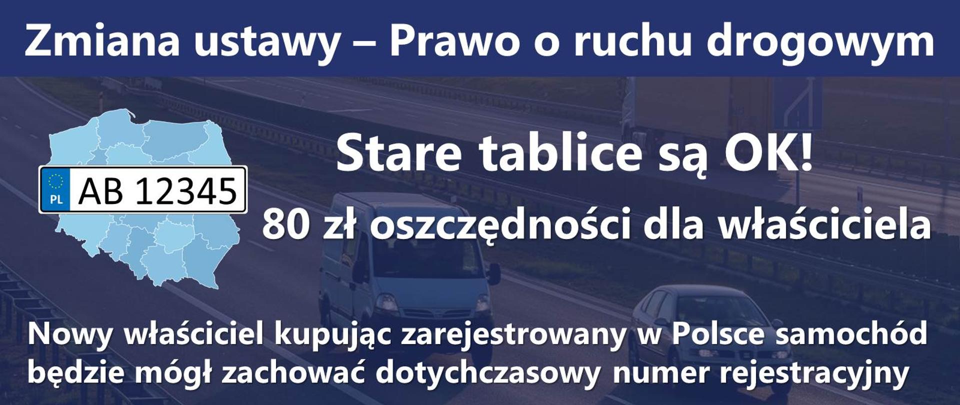 Zmiana ustawy - Prawo o ruchu drogowym
Będzie można zachować dotychczasowe tablice rejestracyjne - infografika