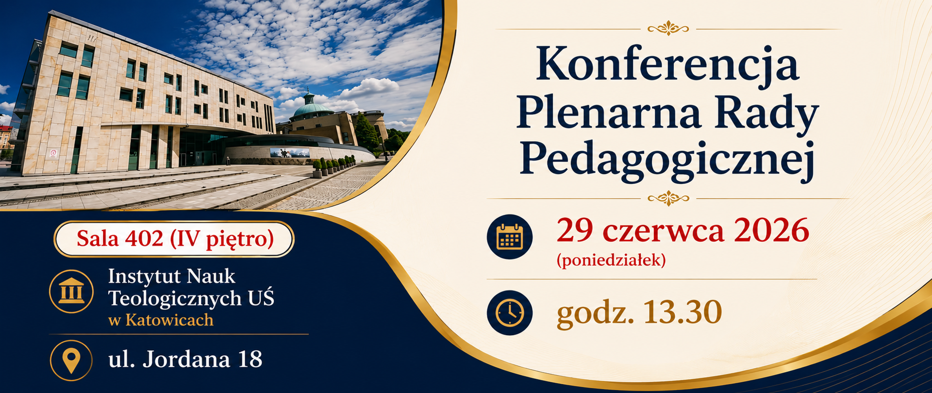 29 czerwca 2026 (poniedziałek) godz. 13.30 Sala 402 (IV pietro)
Instytut Nauk Teologicznych UŚ w Katowicach ul. Jordana 18