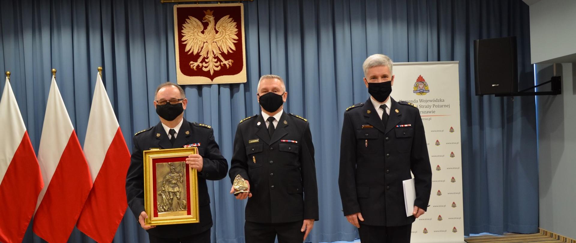 Zastępca Mazowieckiego Komendanta Wojewódzkiego, zdający obowiązki st. bryg. Paweł Parobczak oraz pełniący obowiązki bryg. Krzysztof Komorowski