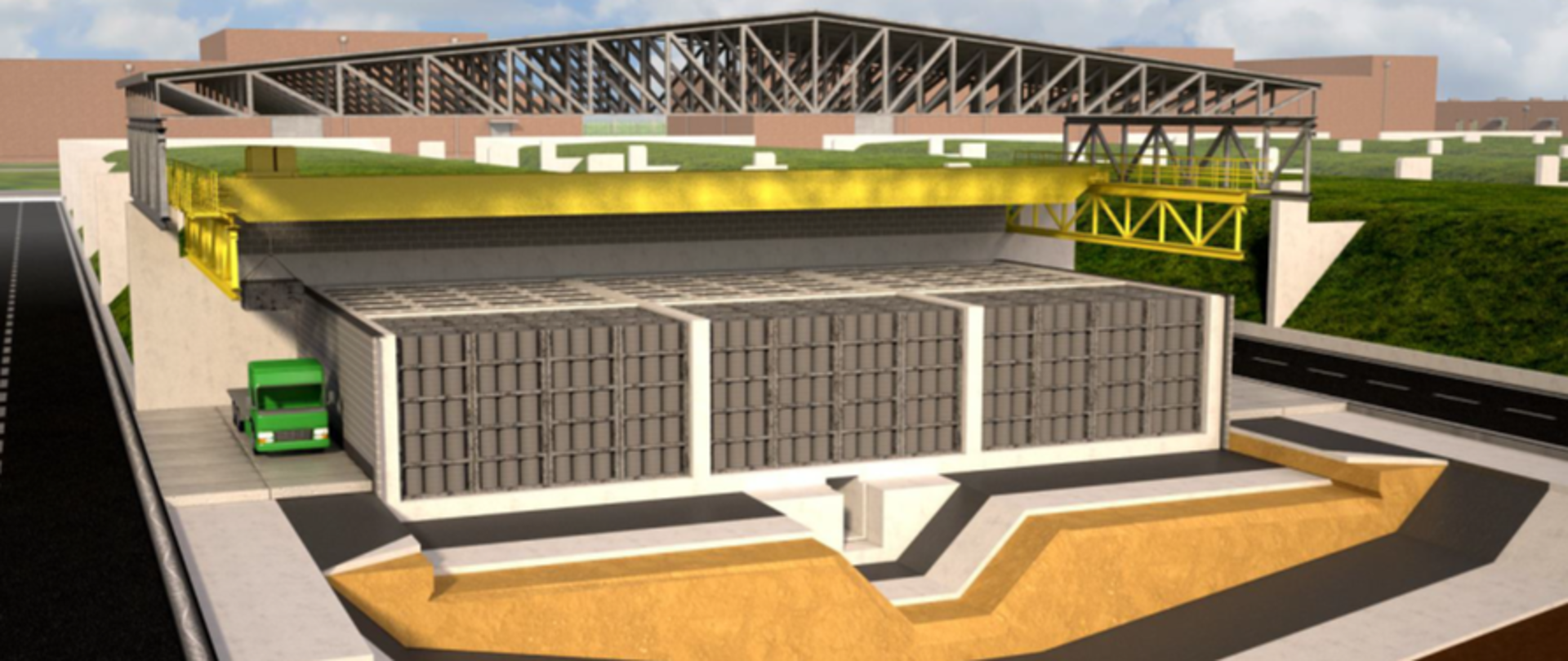 Zdjęcie przedstawiające przekrój składowiska odpadów promieniotwórczych 