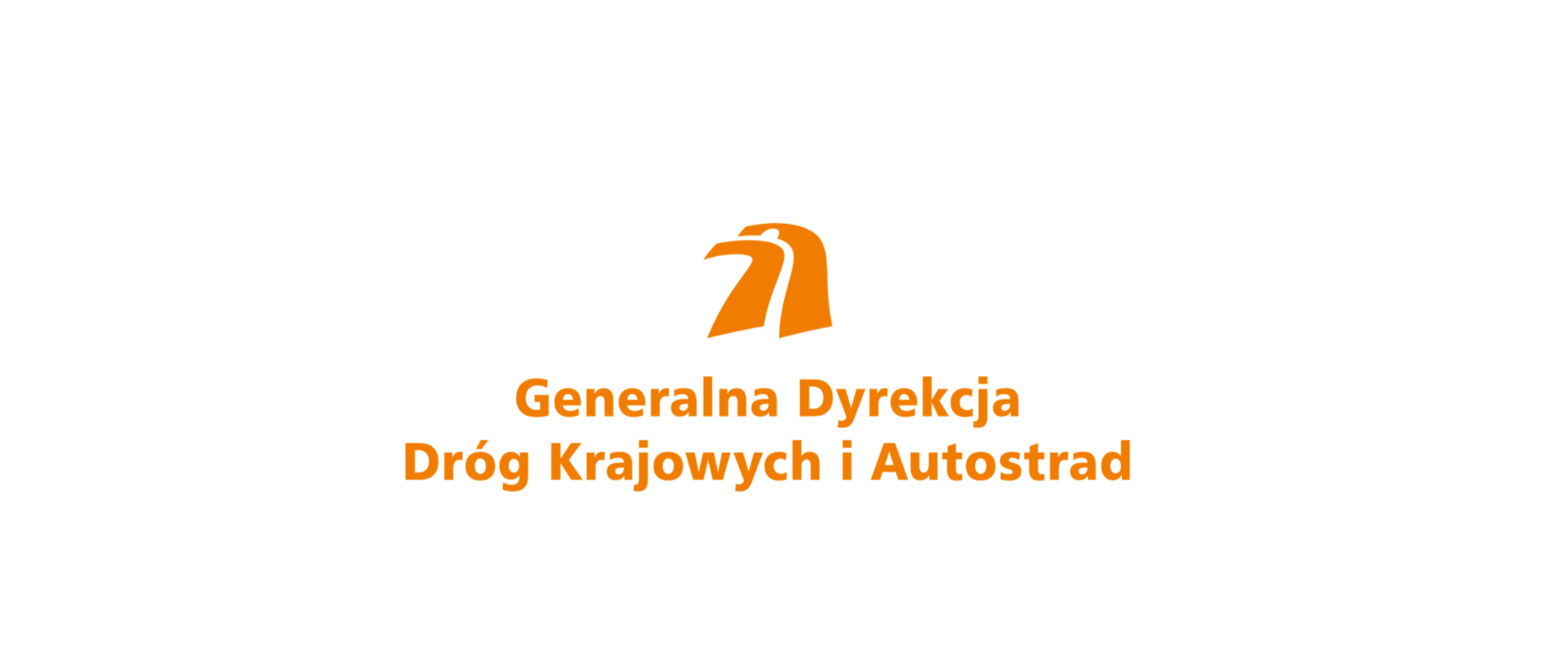 Logotyp Generalnej Dyrekcji Dróg Krajowych i Autostrad. Pomarańczowy symbol głowy orła