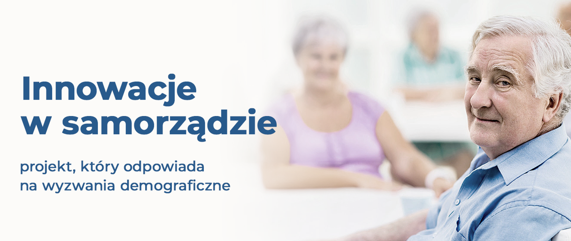 Na grafice widać hasło programu i dwoje seniorów