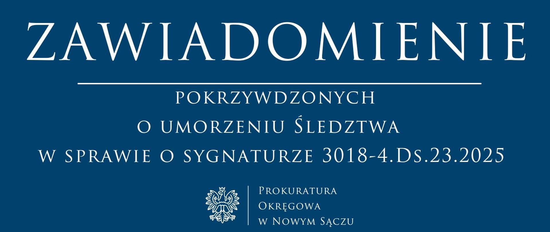 Zawiadomienie o umorzeniu śledztwa