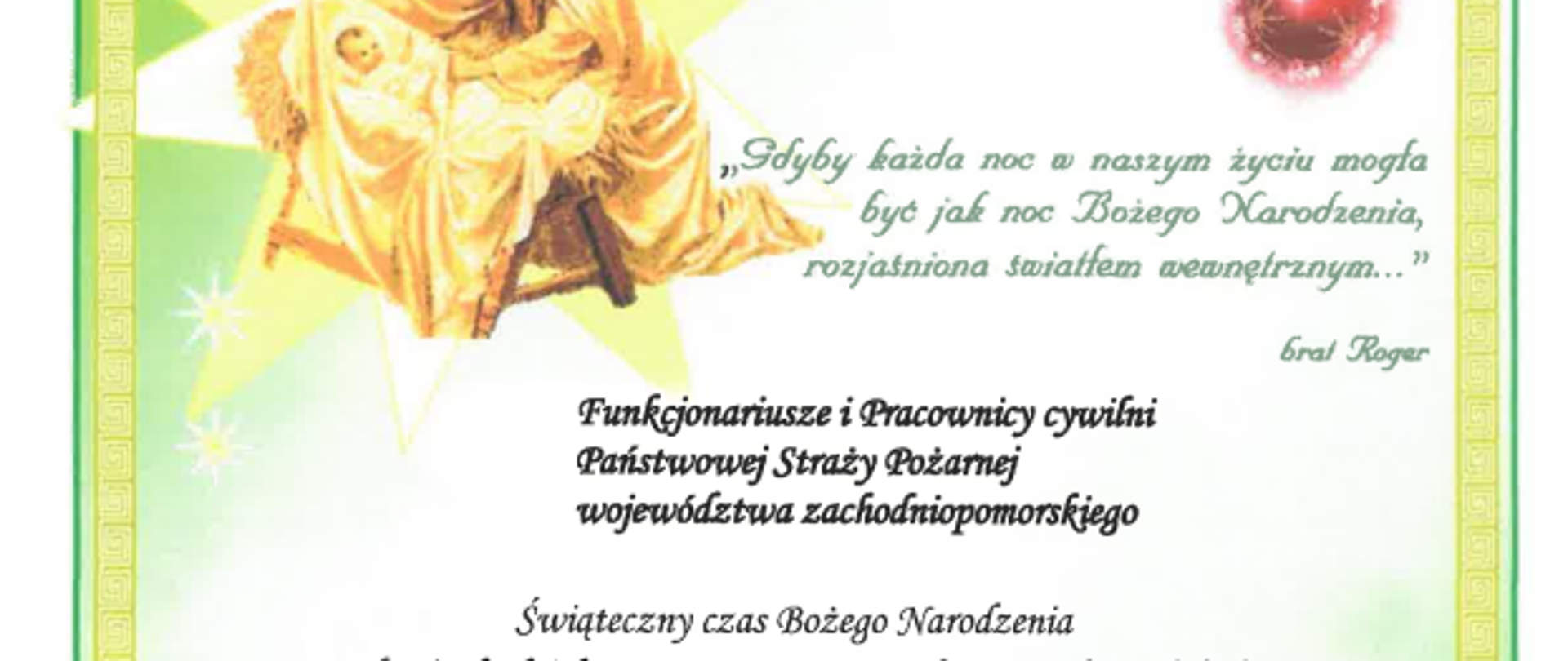 Życzenia świąteczne Komendanta Wojewódzkiego PSP w Szczecinie