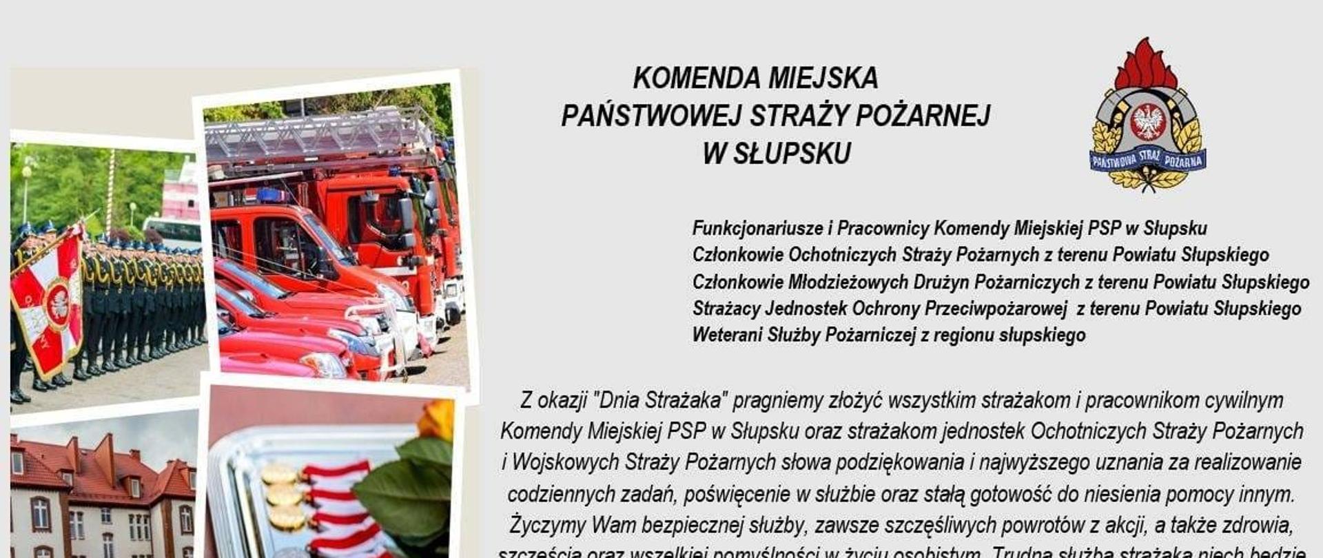 Zdjęcie zawiera życzenia z okazji Dnia Strażaka 2023