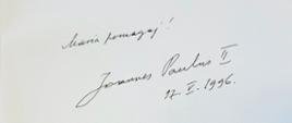 Wpis Jana Pawła II do księgi pamiątkowej Sanktuarium w Brezje 
