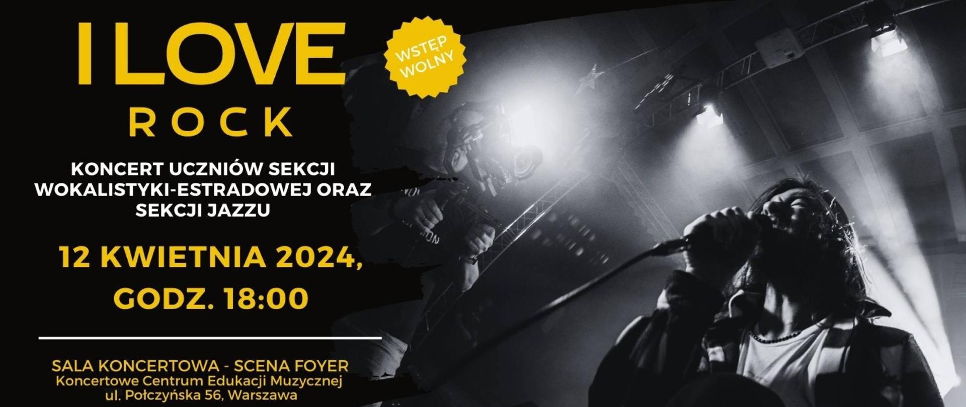 Baner - 12.04.2024 - koncert uczniów Sekcji Wokalistyki Estradowej oraz Sekcji Jazzu - "I love rock"