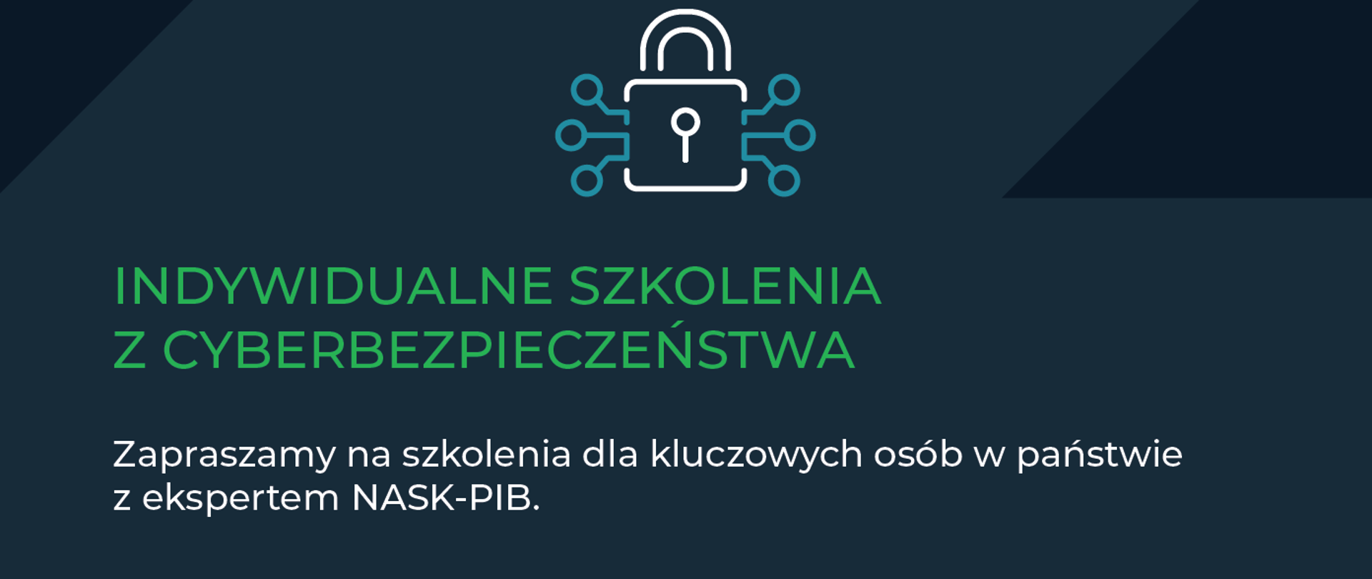 Napis zielonymi literami na granatowym tle: Indywidualne Szkolenia z cyberbezpieczeństwa

