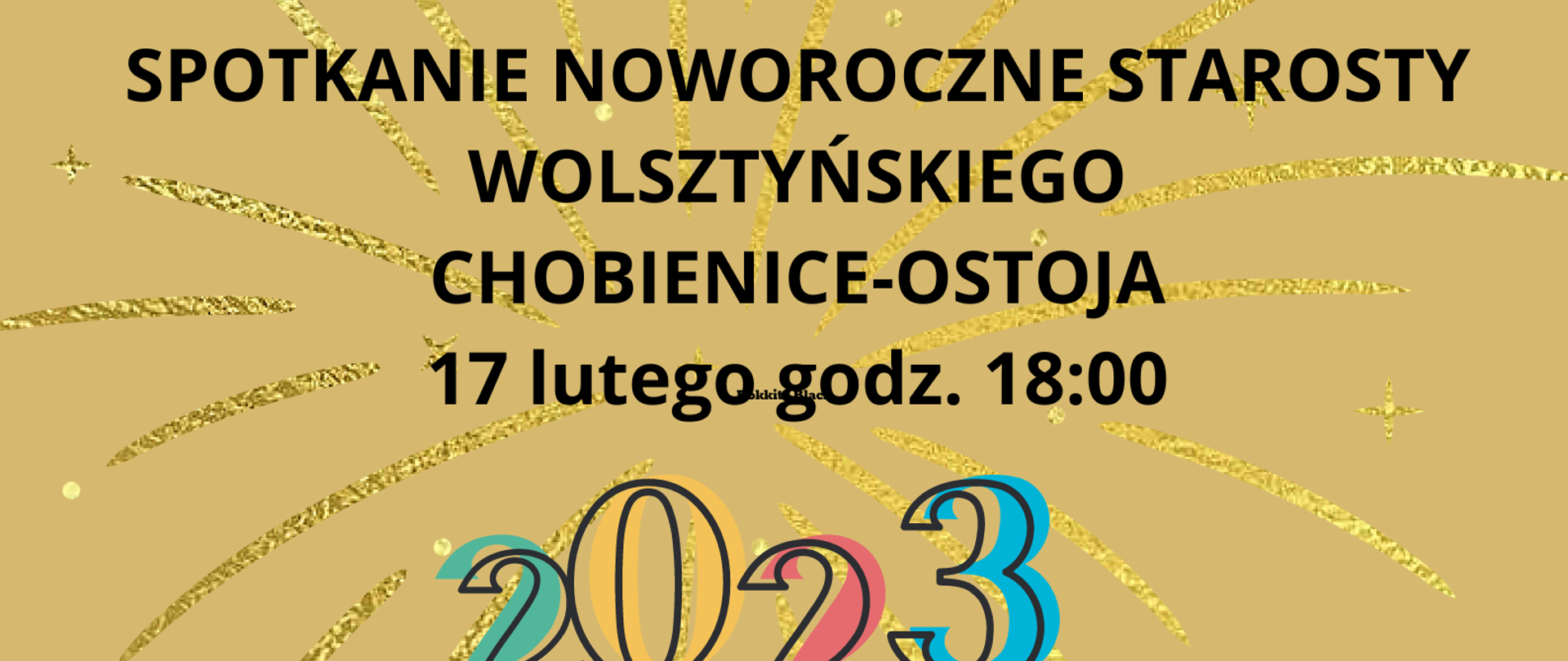 Na cielistym tle instrumenty oraz napis Spotkanie Noworoczne Starosty Wolsztyńskiego, Piątek 17 lutego godzina 18:00.