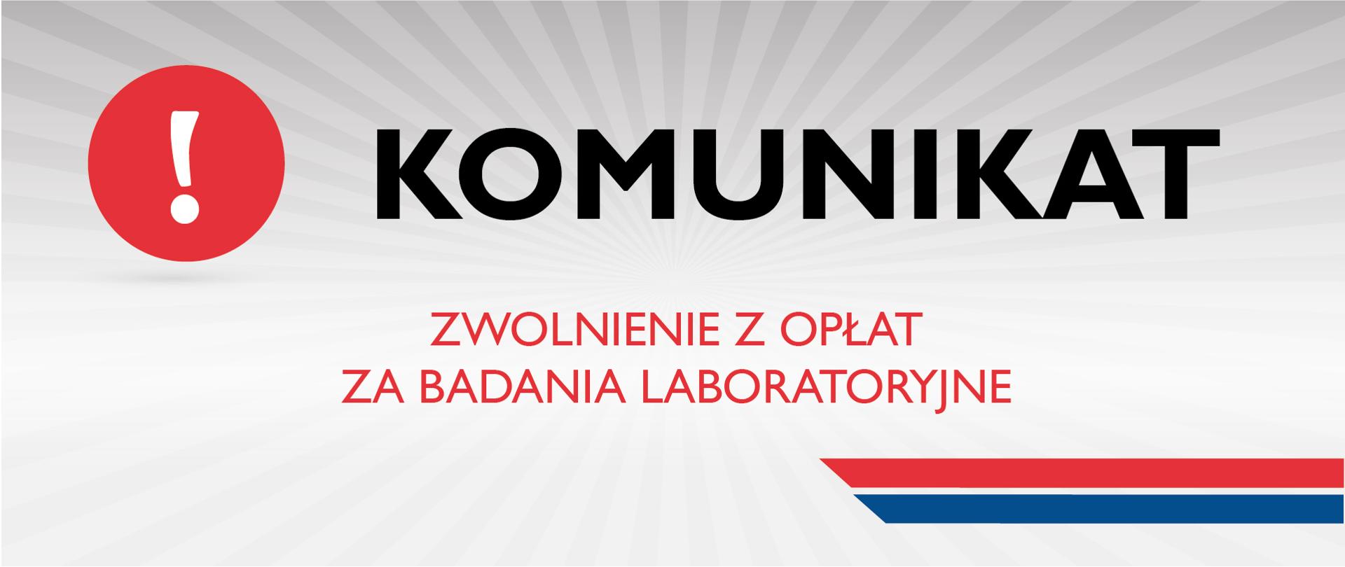 Komunikat: zwolnienie z opłat za badania laboratoryjne
